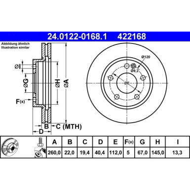 Bremsscheibe Db P. W168 1.4-1.9 97-04 | 24.0122-0168.1