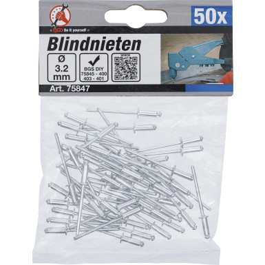 BGS Blindnieten-Sortiment | Ø 3,2 mm | 50-tlg | 75847