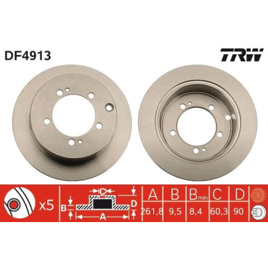 84 482 021 Bremsscheibe HA | MITSUBISHI Pajero Pinin 99 | DF4913