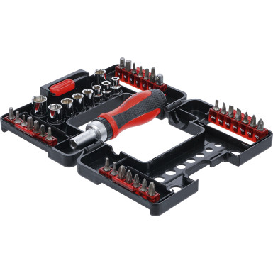 BGS Bit-/Steckschlüssel-Einsatz-Satz | mit Ratschen-Drehgriff für Bits, umschaltbar | 38-tlg | 20138