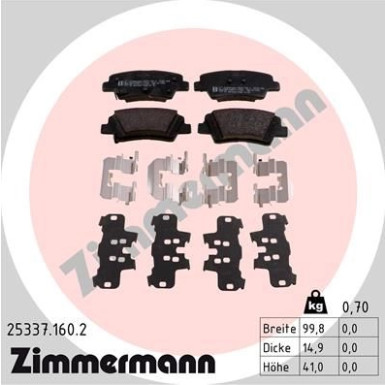 ZIMMERMANN Bremsbelagsatz, Scheibenbremse | 25337.160.2