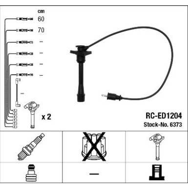 RC-ED1204 NGK | Zündkabelsatz | DAIHATSU Terios 97-00 | 6373