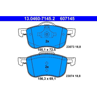 Bremsbelagsatz Volvo P. S60/S80/V70/Xc70 2,0-3,0 98-10 | 13.0460-7145.2