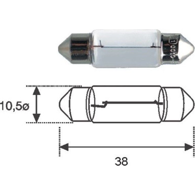 Rohr Glählampe 12V/5W 11X38Mm C5W 10Stk | 009418100000