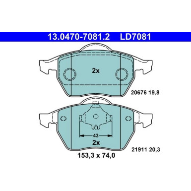 Bremsbelagsatz Vw P. Golf/Passat/Vento 1.8-2.8 91-06 Keramik | 13.0470-7081.2