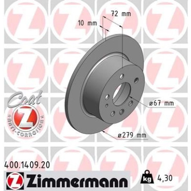 ZIMMERMANN Bremsscheibe | 400.1409.20