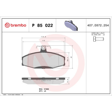 BREMBO Bremsklötze VA | SKODA Favorit VW Caddy 96-00 | P 85 022