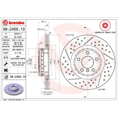 11 482 091 Bremsscheibe HA | BMW 1er, 2er, 3er, 4er 12 | 09.C400.13