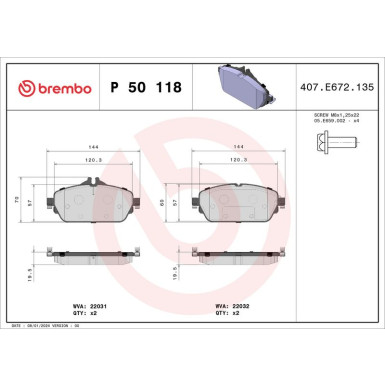 BREMBO Bremsklötze VA | MERCEDES C-Klasse 13 | P 50 118