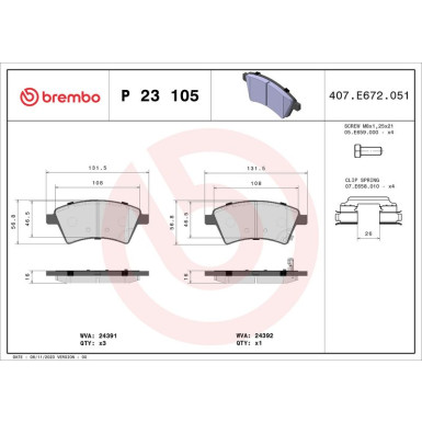 BREMBO Bremsklötze VA | FIAT Sedici 06-14 | P 23 105