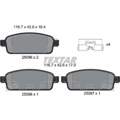 Bremsbelagsatz Opel T. Astra J 09-/Zafira C 11- Scheibe 292Mm | 2509602