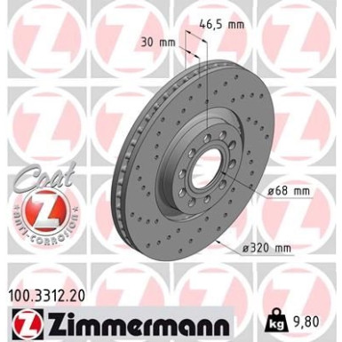 ZIMMERMANN Bremsscheibe | 100.3312.20