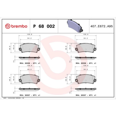 BREMBO Bremsklötze HA | RENAULT Espace/5/18/21 84 | P 68 002