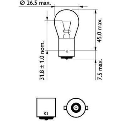 P21W 12V 21W BA15s VisionPlus + 60% Blister 2 St. Philips | 12498VPB2