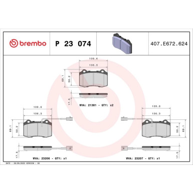 BREMBO Bremsklötze VA | ALFA 147, 156 FIAT Coupe 93-06 | P 23 074