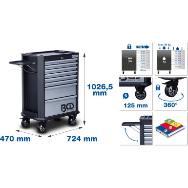 BGS Werkstattwagen | 8 Schubladen | mit 299 Werkzeugen | 4007