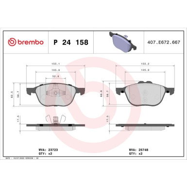 BREMBO Bremsklötze VA | FORD Kuga, Transit 12 | P 24 158