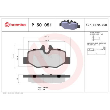 BREMBO Bremsklötze HA | MERCEDES Viano, Vito 03 | P 50 051