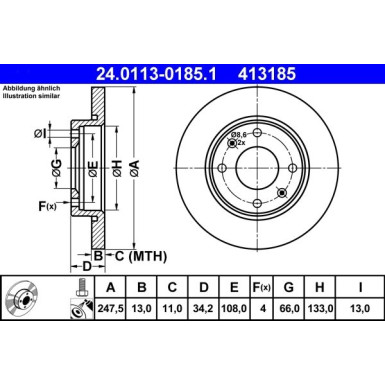 Bremsscheibe Peugeot S. 206 1.1-1.4 98 | 24.0113-0185.1