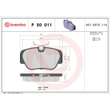 BREMBO Bremsklötze VA | MERCEDES 190 82-93 | P 50 011