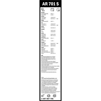 Scheibenwischer Aerotwin AR701S BOSCH | Lancia Zeta | 3397007706