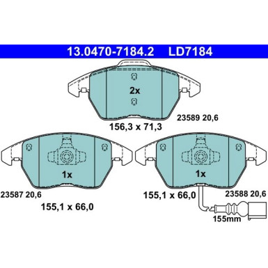 Bremsbelagsatz Vw P. Caddy/Eos/Golf/Jetta/Passat/Polo 03- Keramik | 13.0470-7184.2