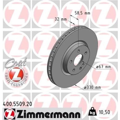 ZIMMERMANN Bremsscheibe | 400.5509.20