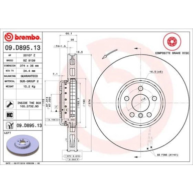 Bremsscheibe VA li | BMW 3, 5, 6, 7, 8 15 | 09.D895.13