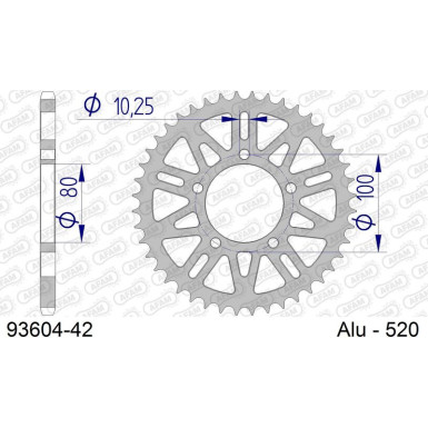 AFAM Kettenrad ALU 42 Zähne | für 520, MARCHESINI | 93604-42