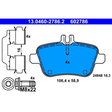 Bremsbelagsatz Db T. W176/W246 1.6-2.1 12 | 13.0460-2786.2