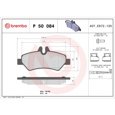 BREMBO Bremsklötze HA | MERCEDES Sprinter,VW LT 06 | P 50 084