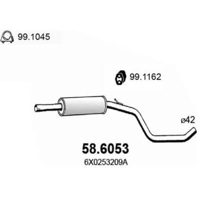 Mittelschalldämpfer | VW Lupo 1.0i 99 | 58.6053