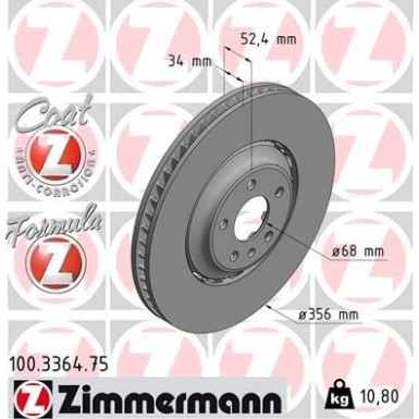 ZIMMERMANN Bremsscheibe | 100.3364.75