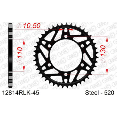 AFAM Kettenrad STAHL | für 520 | 12814RLK-45