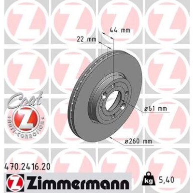 ZIMMERMANN Bremsscheibe | 470.2416.20