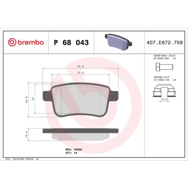 BREMBO Bremsklötze HA | RENAULT Kangoo 08 | P 68 043