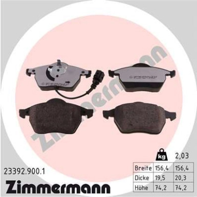 ZIMMERMANN Bremsbeläge | 23392.900.1