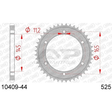 AFAM Kettenrad STAHL 44 Zähne | für 525 | 10409-44