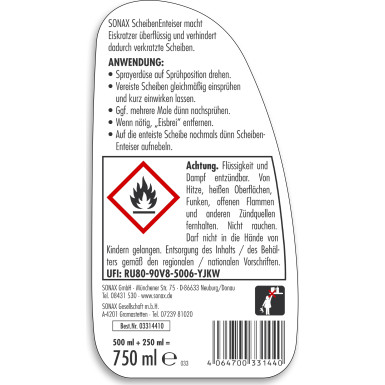 SONAX | Scheibenenteiser Spray 750ml | 03314410