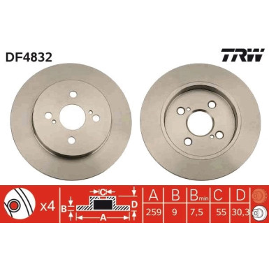 Bremsscheibe Toyota T. Yaris | DF4832