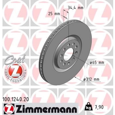 ZIMMERMANN Bremsscheibe | 100.1240.20