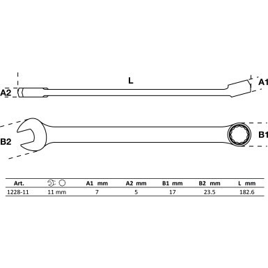 BGS Maul-Ringschlüssel | extra lang | SW 11 mm | 1228-11