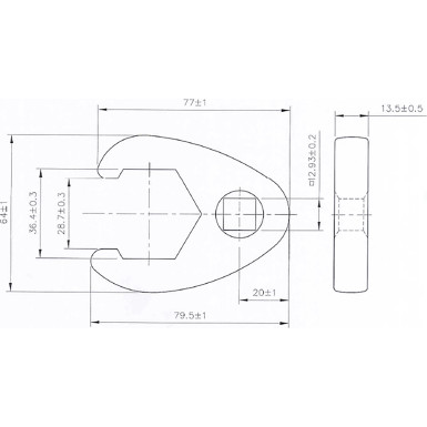 BGS Hahnenfußschlüssel | Antrieb Innenvierkant 12,5 mm (1/2"""") | SW 36 mm | 1759-36