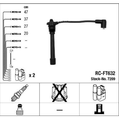 RC-FT632 NGK | Zündkabelsatz | LANCIA Y 97-03 | 7209