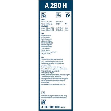 BOSCH | Scheibenwischer Aerotwin A280H | BMW 1 | 3397008005