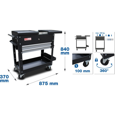 BGS Werkstattwagen | 2 Schubladen | Horizontal-Doppelauszug | leer | 4105