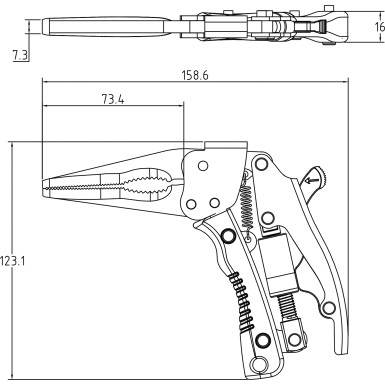 BGS Langbeck-Gripzange | mit Pistolengriff | 170 mm | 7312