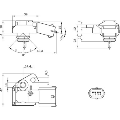 76 617 001 Temperatursensor | VOLVO C30,S60,V70,S80,XC90 00 | 0 261 230 110