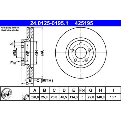 ATE Bremsscheibe | 24.0125-0195.1