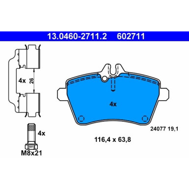 Bremsbelagsatz Db P. W169/W245 1,5-2,0 04-12 | 13.0460-2711.2